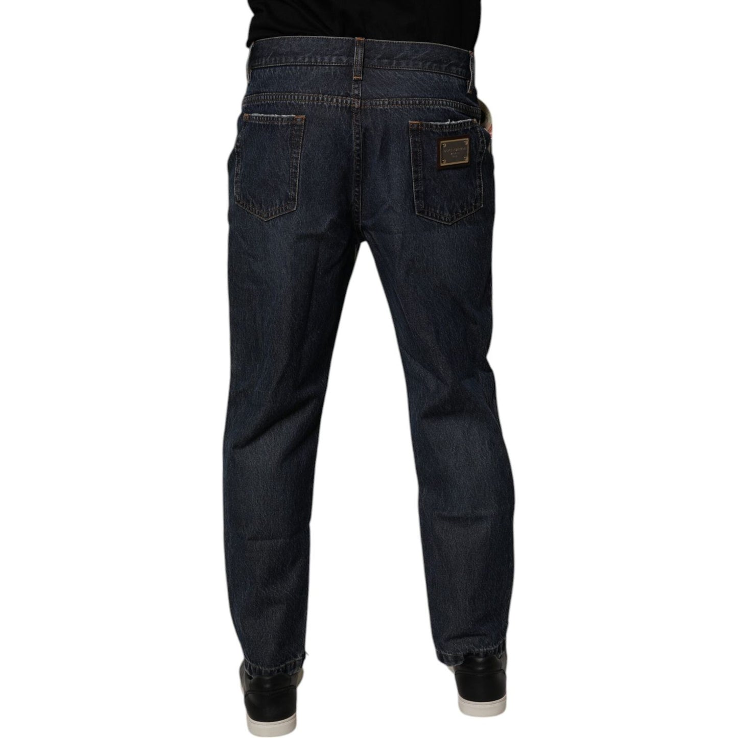 Dolce & Gabbana Beige Blue Floral Cotton Men Denim Jeans PAN75189-48
