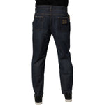 Dolce & Gabbana Beige Blue Floral Cotton Men Denim Jeans PAN75189-48