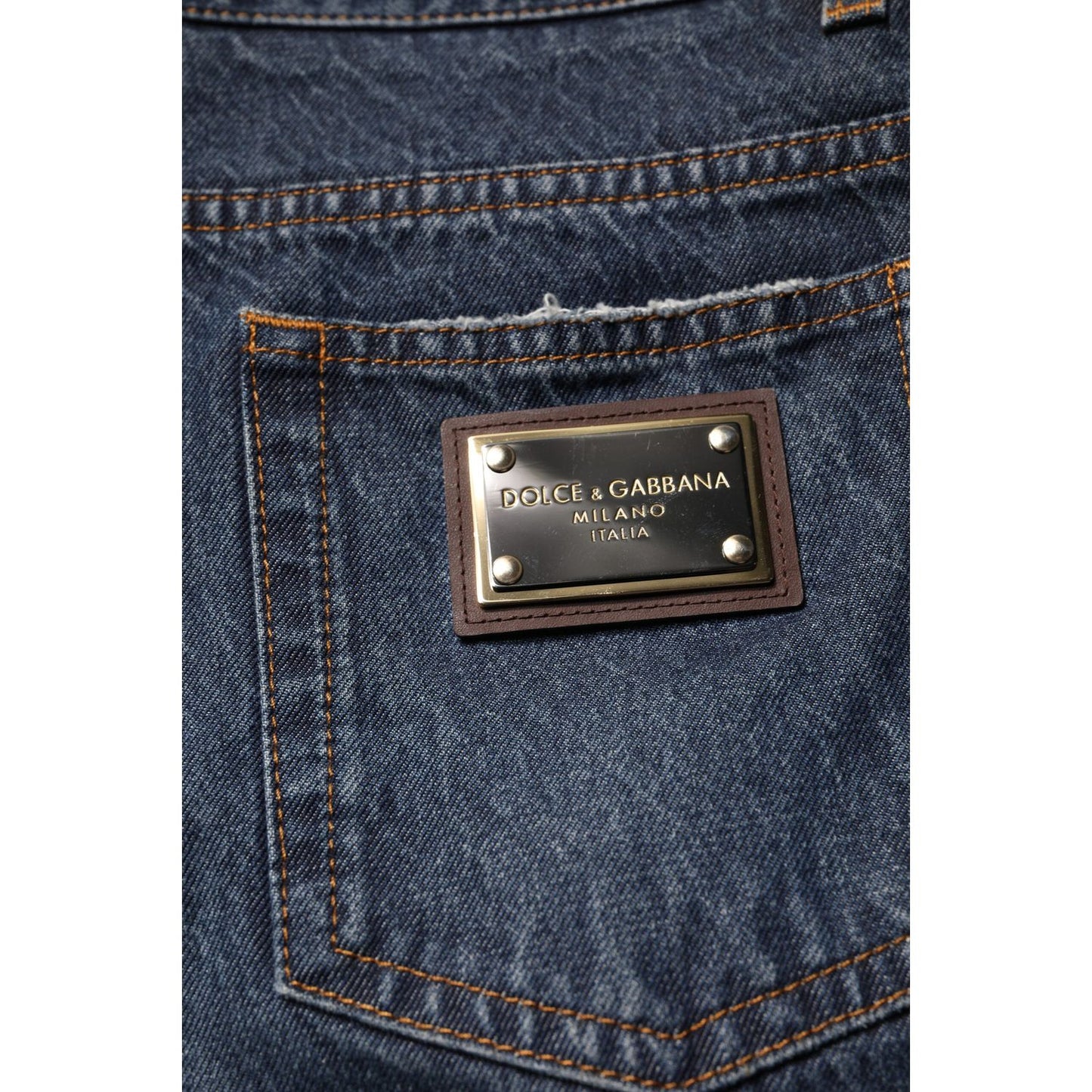 Dolce & Gabbana Beige Blue Floral Cotton Men Denim Jeans PAN75189-48