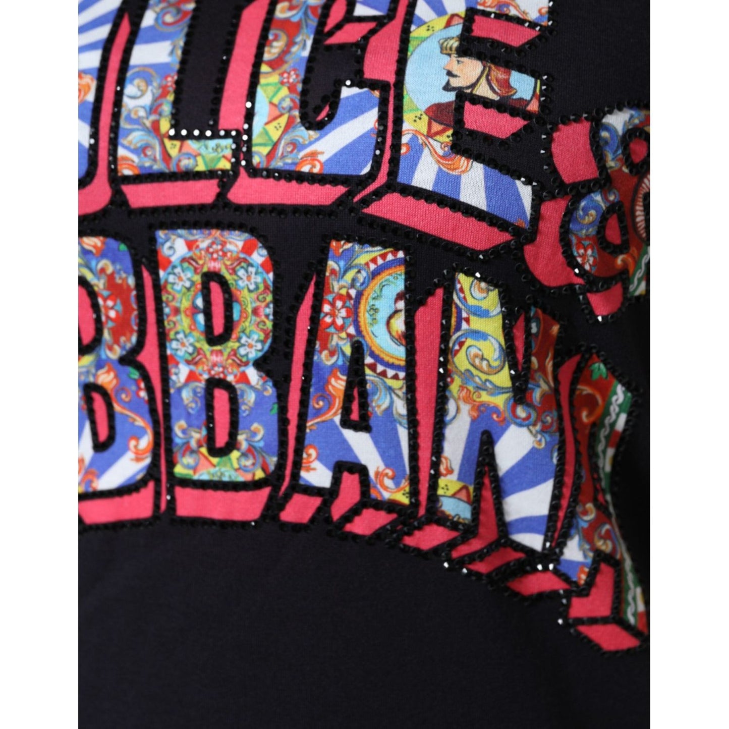 Dolce & Gabbana Black Cotton Logo Print Round Neck T-shirt TSH6812-36