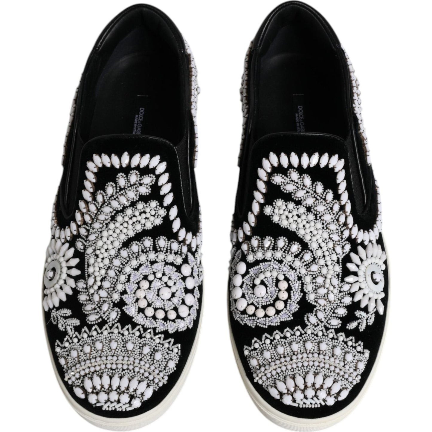 Dolce & Gabbana Black Embellished London Men Slip On Shoes MV6587-41