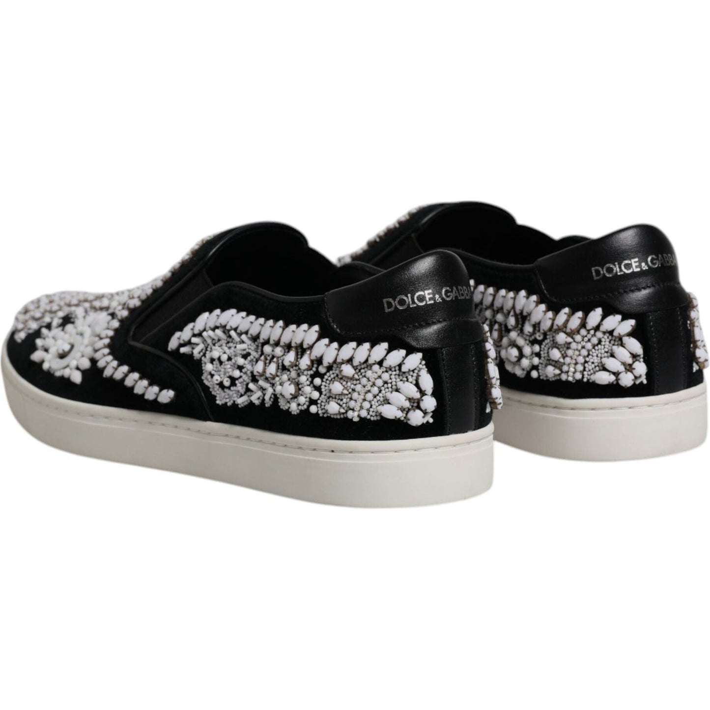 Dolce & Gabbana Black Embellished London Men Slip On Shoes MV6587-41