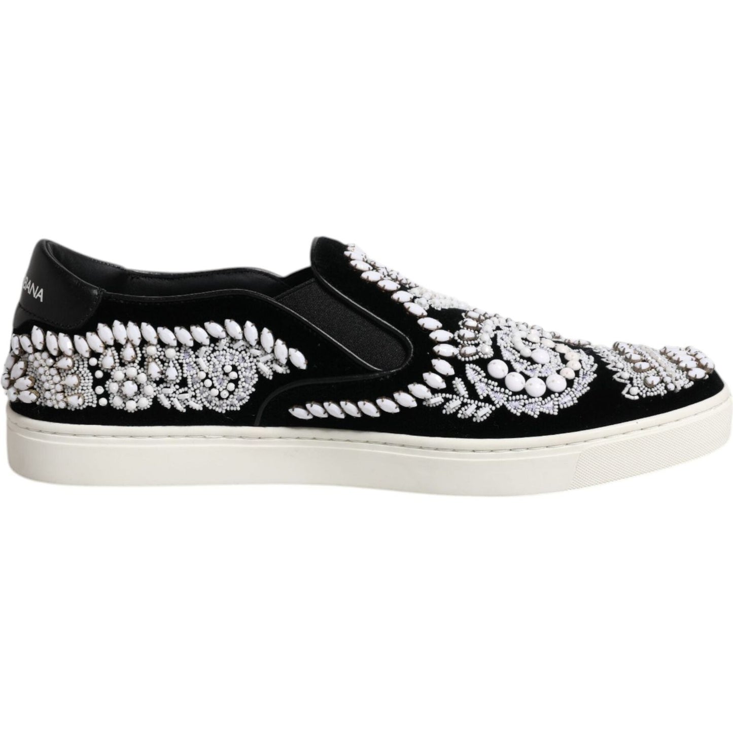 Dolce & Gabbana Black Embellished London Men Slip On Shoes MV6587-41