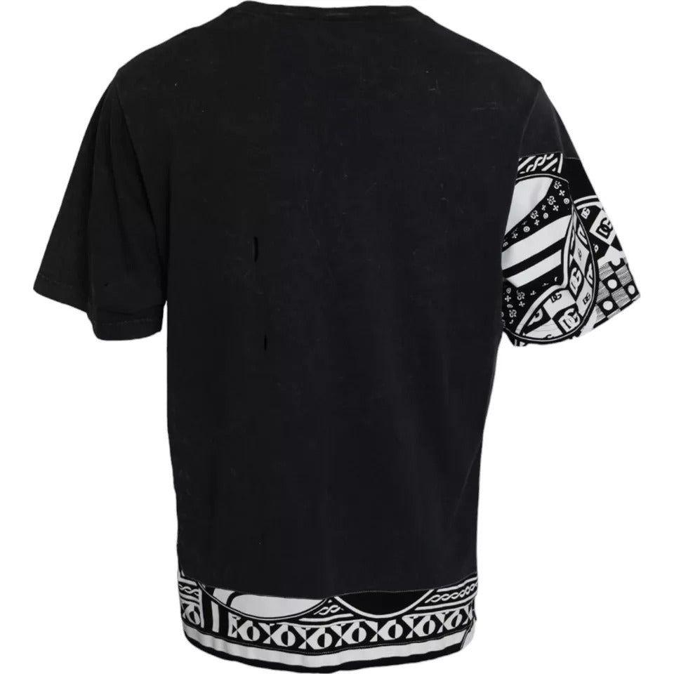 Dolce & Gabbana Black Graphic Printed Cotton Short Sleeves T-shirt TSH86448-52