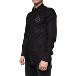 Dolce & Gabbana Black King Crown Embroidered GOLD Dress Shirt TSH83178-39