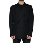 Dolce & Gabbana Black Linen Double Breasted Dress Blazer JKT4072-54