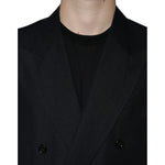 Dolce & Gabbana Black Linen Double Breasted Dress Blazer JKT4072-54