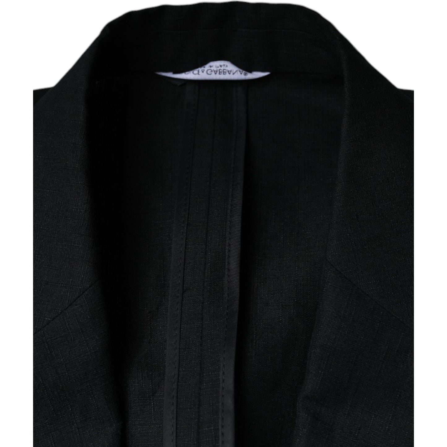 Dolce & Gabbana Black Linen Double Breasted Dress Blazer JKT4072-54