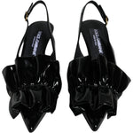 Dolce & Gabbana Black Patent Leather Heels Slingback Shoes LA11429-37