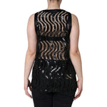 Dolce & Gabbana Black Sequin Sleeveless Tank Blouse Top TSH86677-42