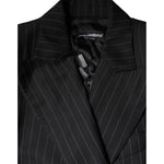 Dolce & Gabbana Black Striped Double Breasted Coat Jacket JKT4176-44