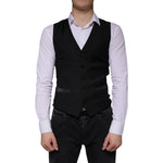 Dolce & Gabbana Black Wool Waistcoat Dress Formal Vest TSH83842-44