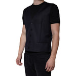 Dolce & Gabbana Black Wool Waistcoat Dress Formal Vest TSH87113-54