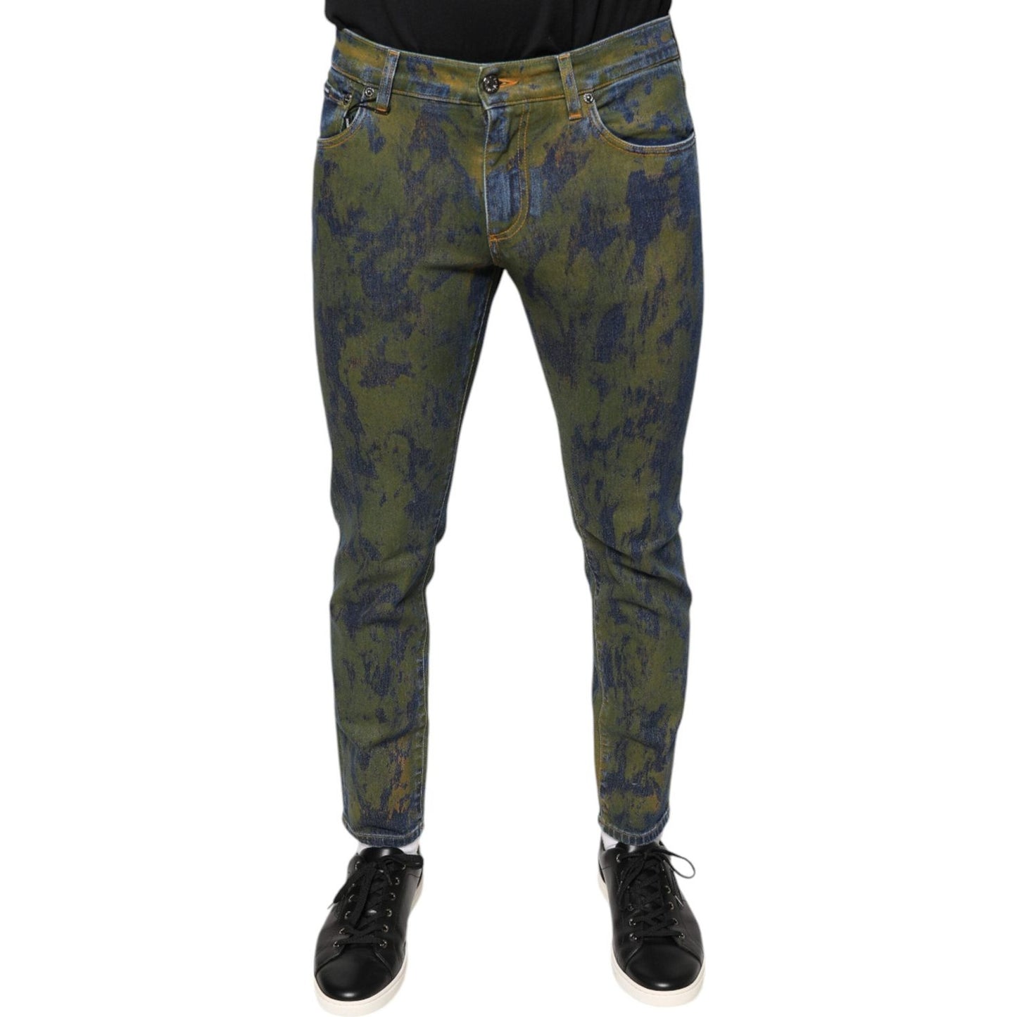 Dolce & Gabbana Blue Cotton Dye Slim Fit Men Denim Jeans PAN75606-48
