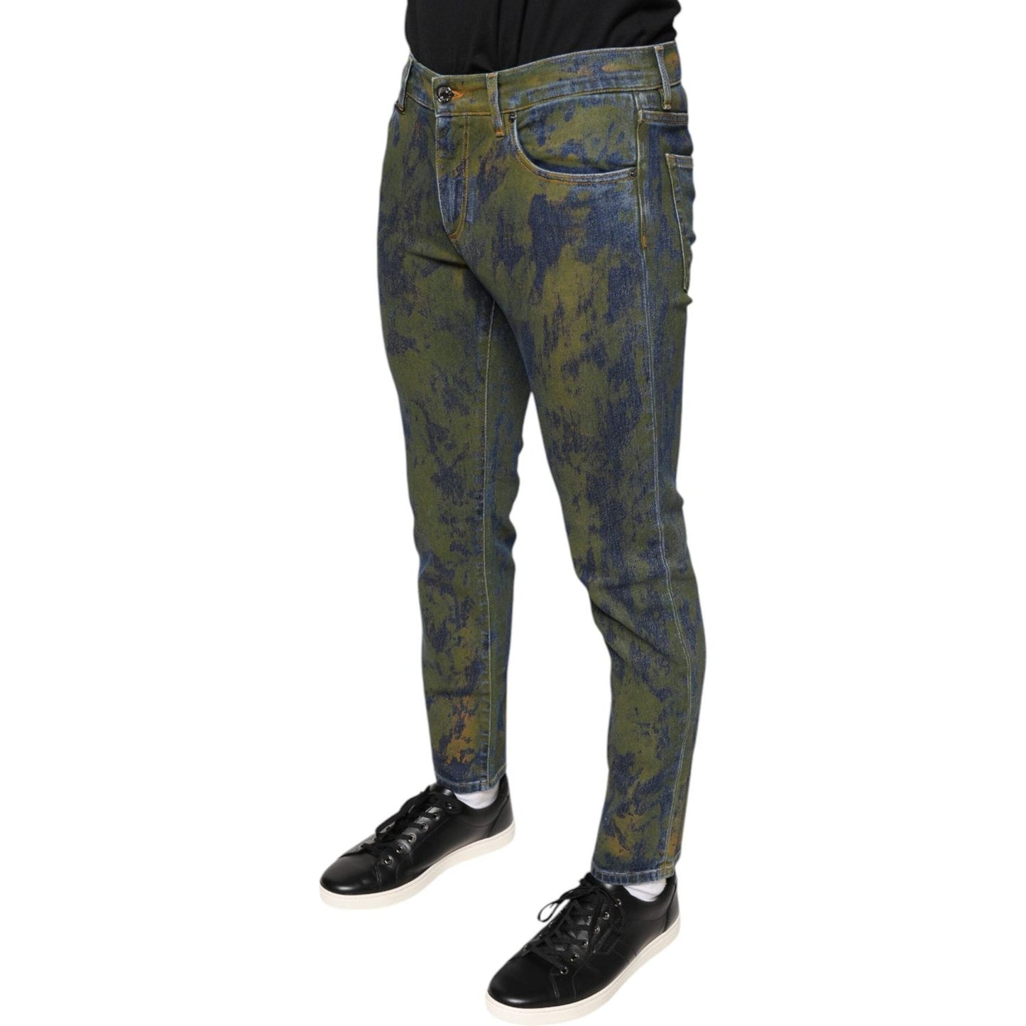 Dolce & Gabbana Blue Cotton Dye Slim Fit Men Denim Jeans PAN75606-48