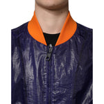 Dolce & Gabbana Blue Cotton Stretch Full Zip Bomber Jacket JKT3876-54