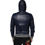 Dolce & Gabbana Blue Leather Full Zip Hooded Bomber Jacket JKT3902-46