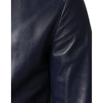Dolce & Gabbana Blue Leather Full Zip Hooded Bomber Jacket JKT3902-46