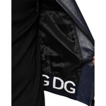 Dolce & Gabbana Blue Leather Full Zip Hooded Bomber Jacket JKT3902-46