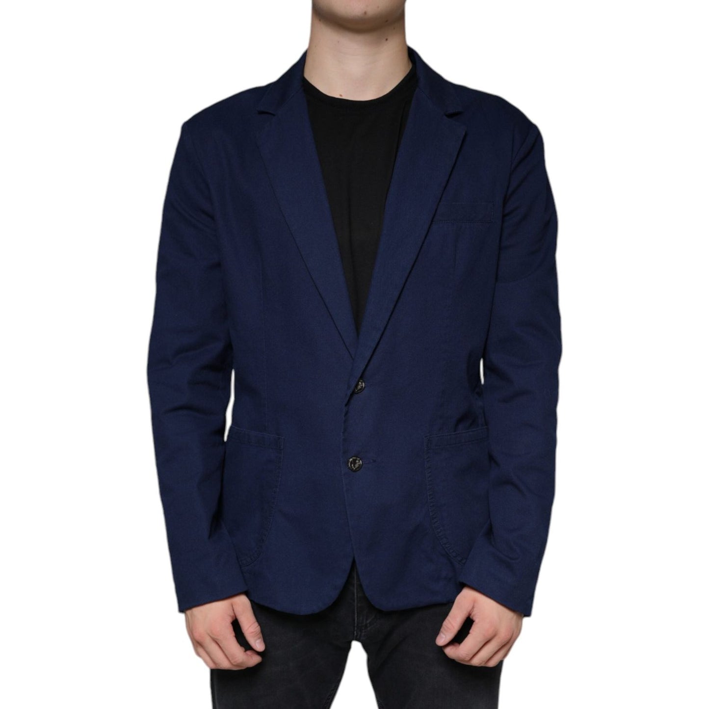 Dolce & Gabbana Blue Notch Single Breasted Dress Coat Blazer JKT41216-52