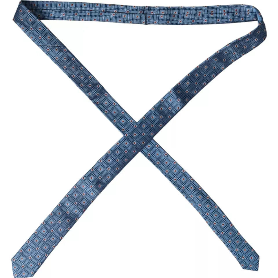 Dolce & Gabbana Blue Patterned 100% Silk Adjustable Men Tie KRA3346