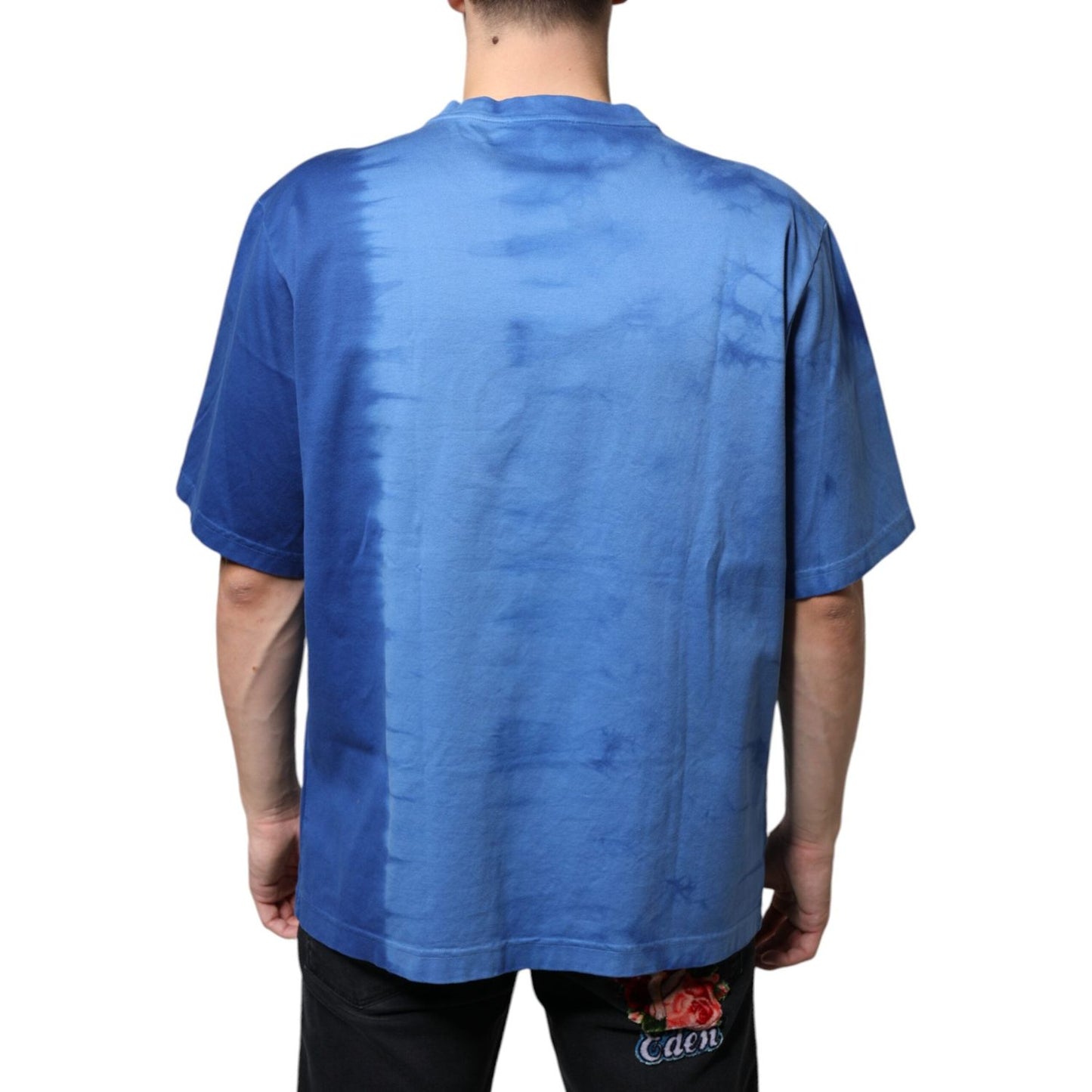 Dolce & Gabbana Blue Tie-Dye Peace Sign Cotton T-shirt TSH86635-52
