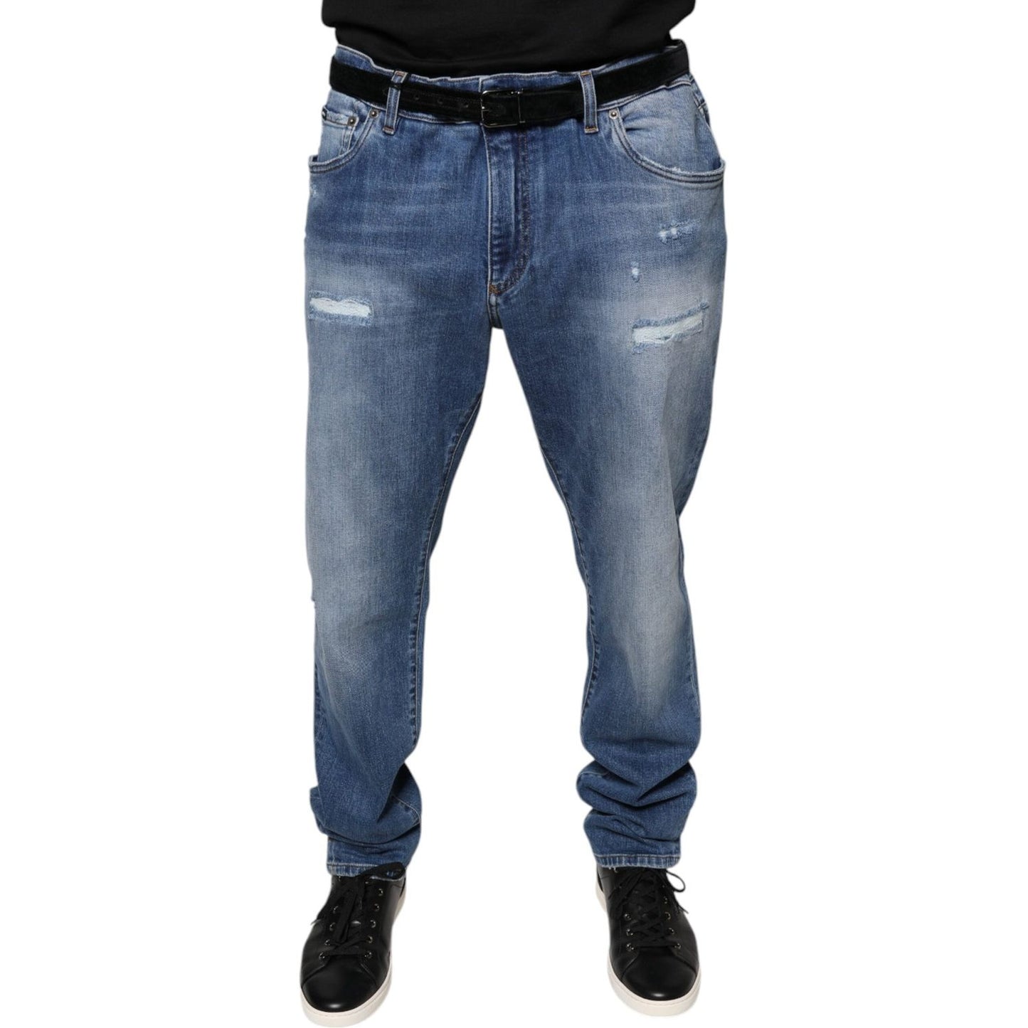 Dolce & Gabbana Blue Washed Cotton Stretch Men Denim Jeans PAN75600-58