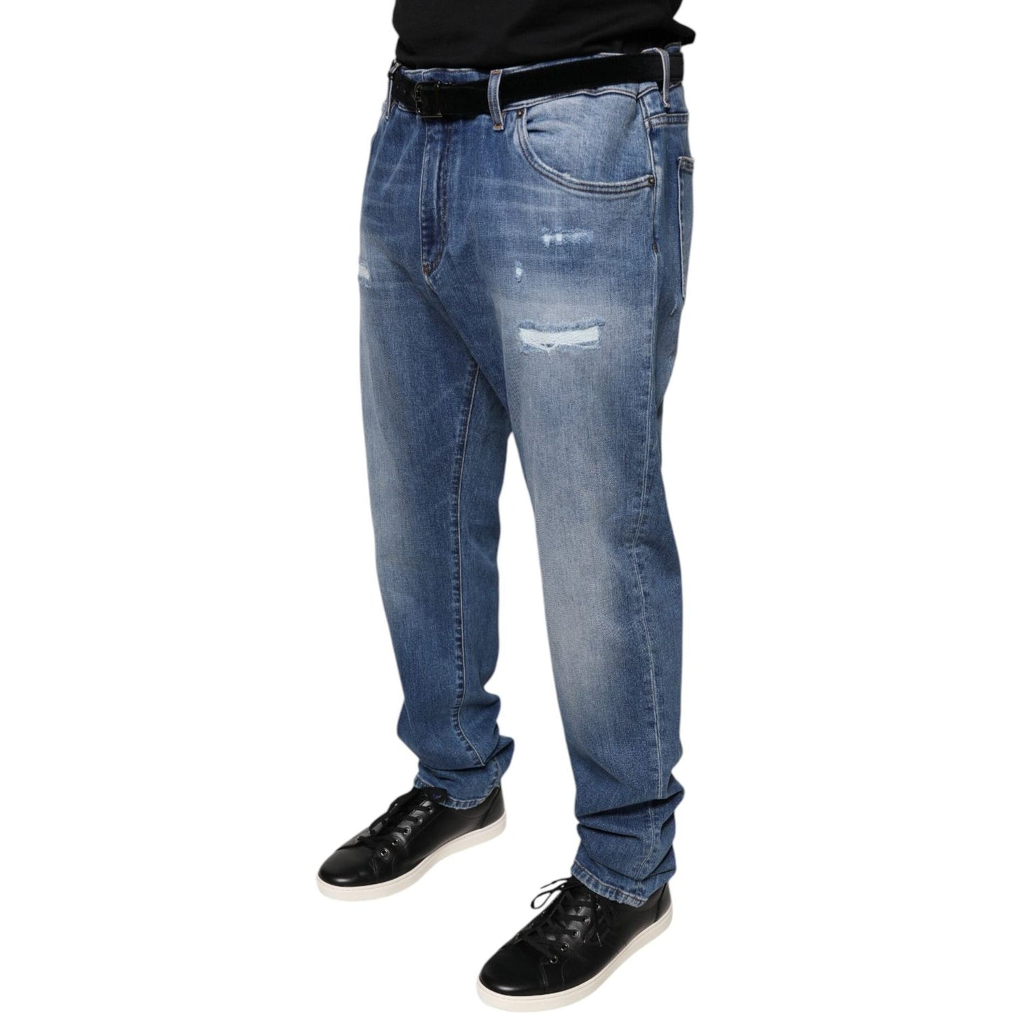 Dolce & Gabbana Blue Washed Cotton Stretch Men Denim Jeans PAN75600-58