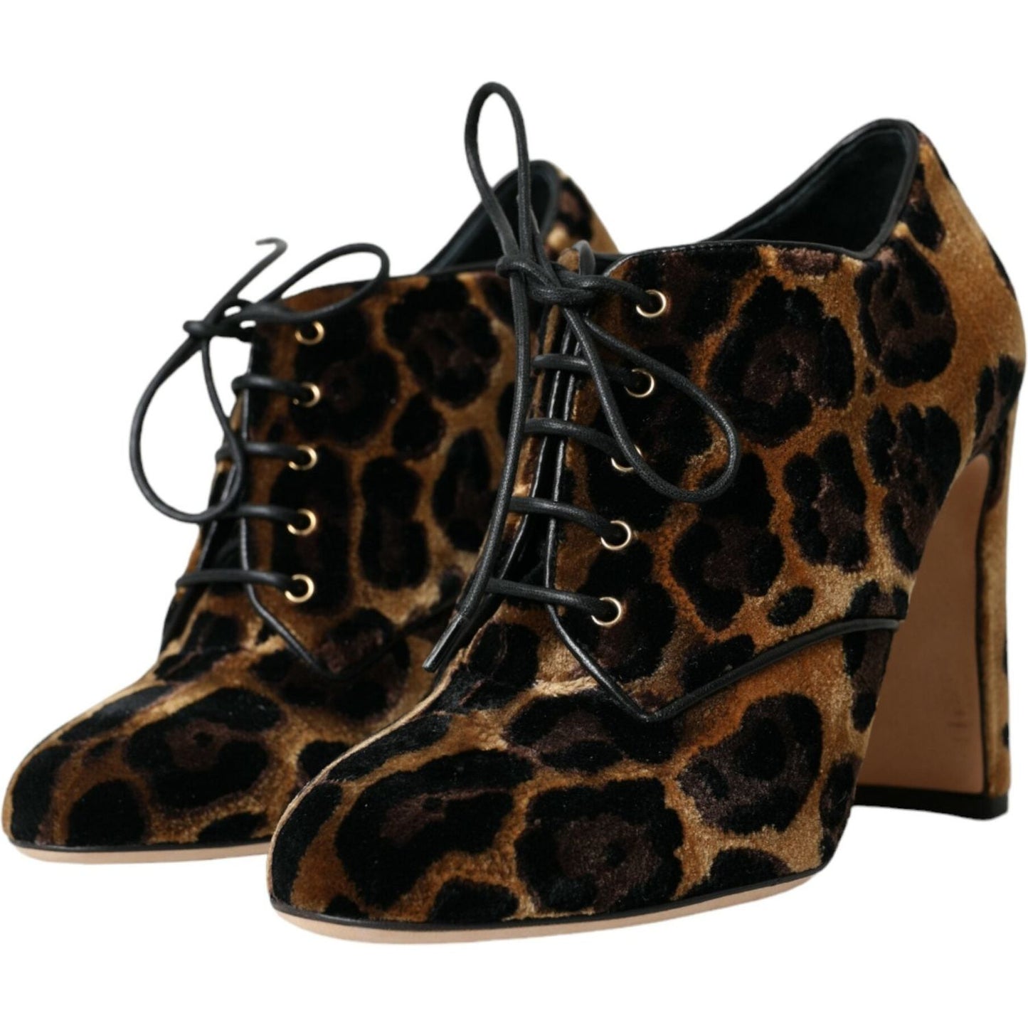 Dolce & Gabbana Brown Leopard Hair Lace Up Booties Shoes LA10862-38