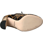 Dolce & Gabbana Brown Leopard Hair Lace Up Booties Shoes LA10862-38