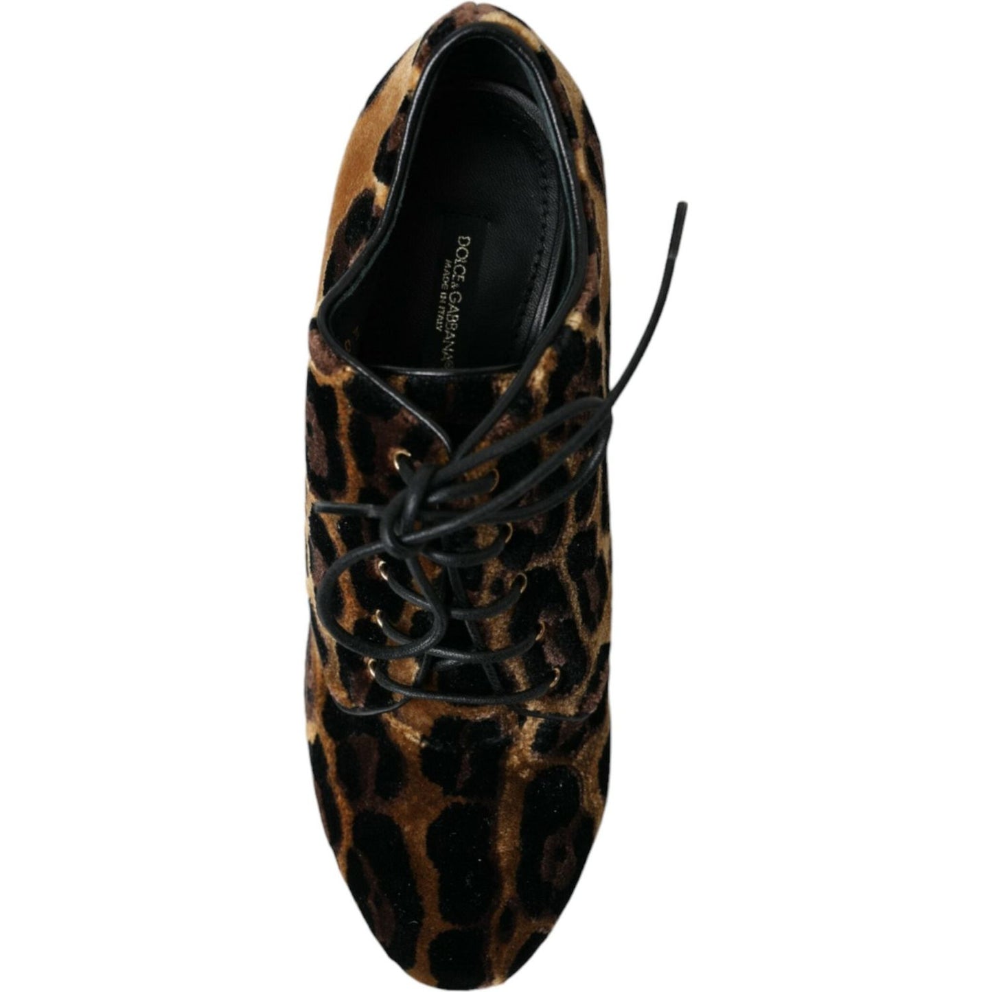 Dolce & Gabbana Brown Leopard Hair Lace Up Booties Shoes LA10862-38