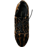 Dolce & Gabbana Brown Leopard Hair Lace Up Booties Shoes LA10862-38