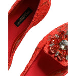Dolce & Gabbana Coral Lace Crystal Ballet Flats Loafers Shoes LA11358-35