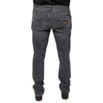 Dolce & Gabbana Dark Gray Tattered Cotton Skinny Denim Jeans PAN75585-50