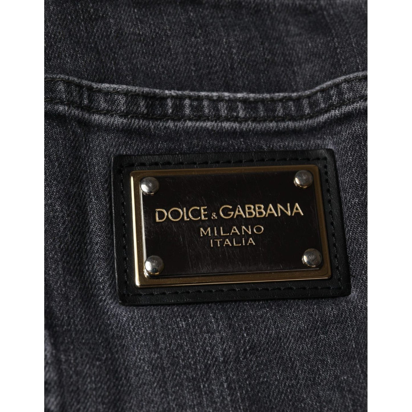 Dolce & Gabbana Dark Gray Tattered Cotton Skinny Denim Jeans PAN75585-50