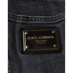 Dolce & Gabbana Dark Gray Tattered Cotton Skinny Denim Jeans PAN75585-50
