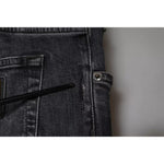 Dolce & Gabbana Dark Gray Tattered Cotton Skinny Denim Jeans PAN75585-50