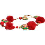 Dolce & Gabbana Gold Brass Red Fur Crystal Waist Torero Belt SMY10346-M