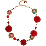 Dolce & Gabbana Gold Brass Red Fur Crystal Waist Torero Belt SMY10346-M