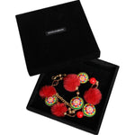 Dolce & Gabbana Gold Brass Red Fur Crystal Waist Torero Belt SMY10346-M