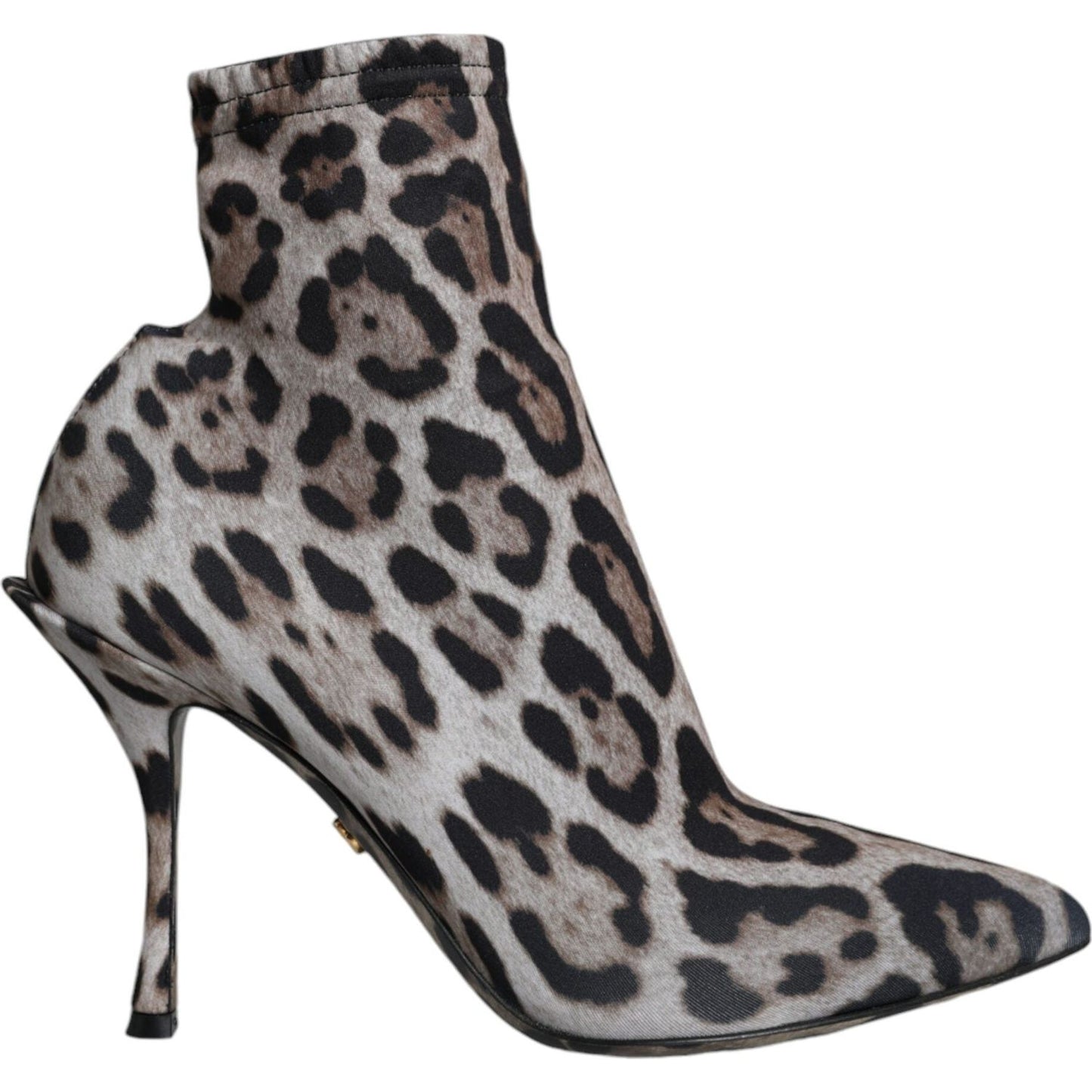 Dolce & Gabbana Gray Leopard Stretch Heels Ankle Boots Shoes LA11492-37
