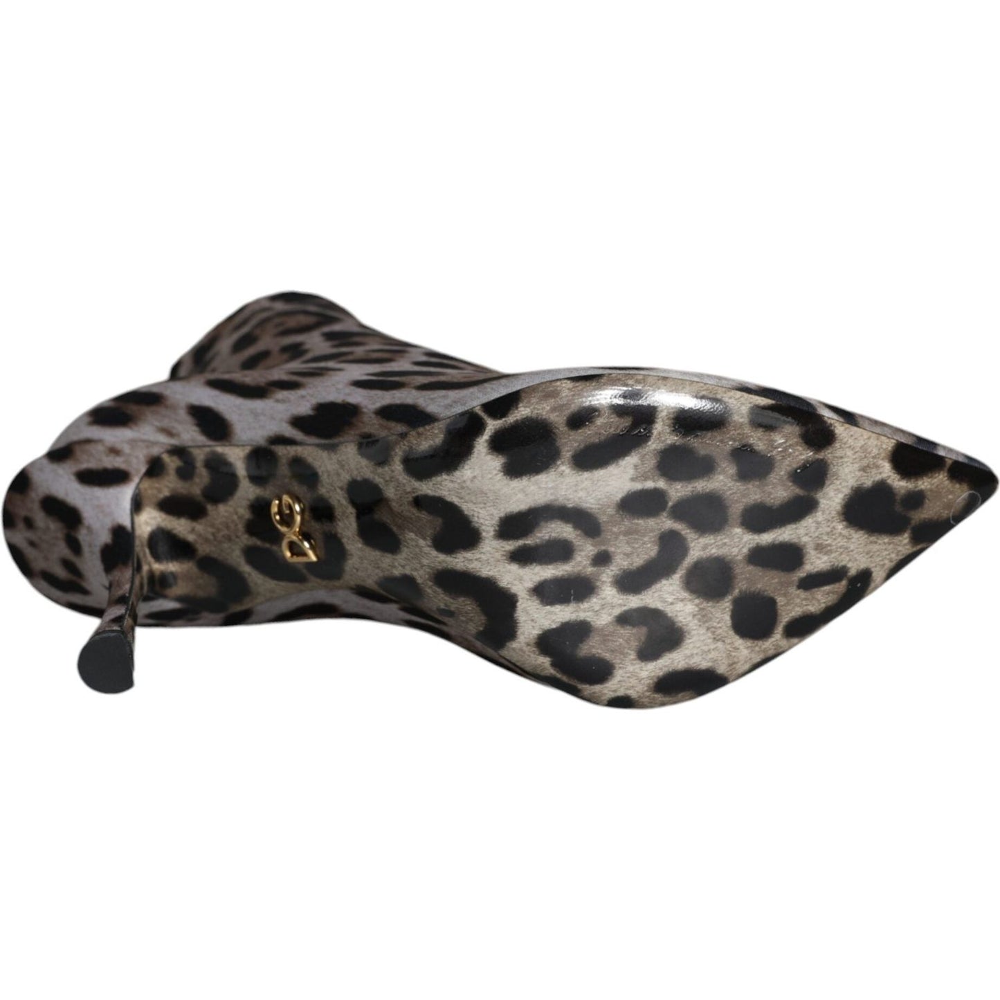 Dolce & Gabbana Gray Leopard Stretch Heels Ankle Boots Shoes LA11492-37
