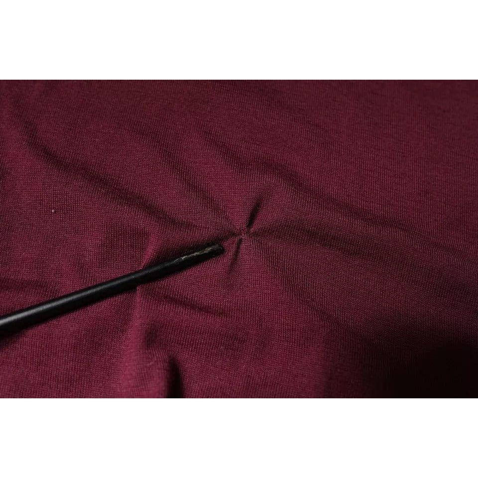 Dolce & Gabbana Maroon Cashmere V-neck Men Pullover Sweater TSH87068-54