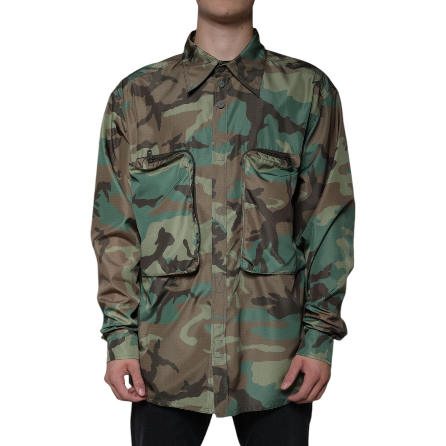 Dolce & Gabbana Multicolor Camouflage Button Down Shirt TSH87100-43