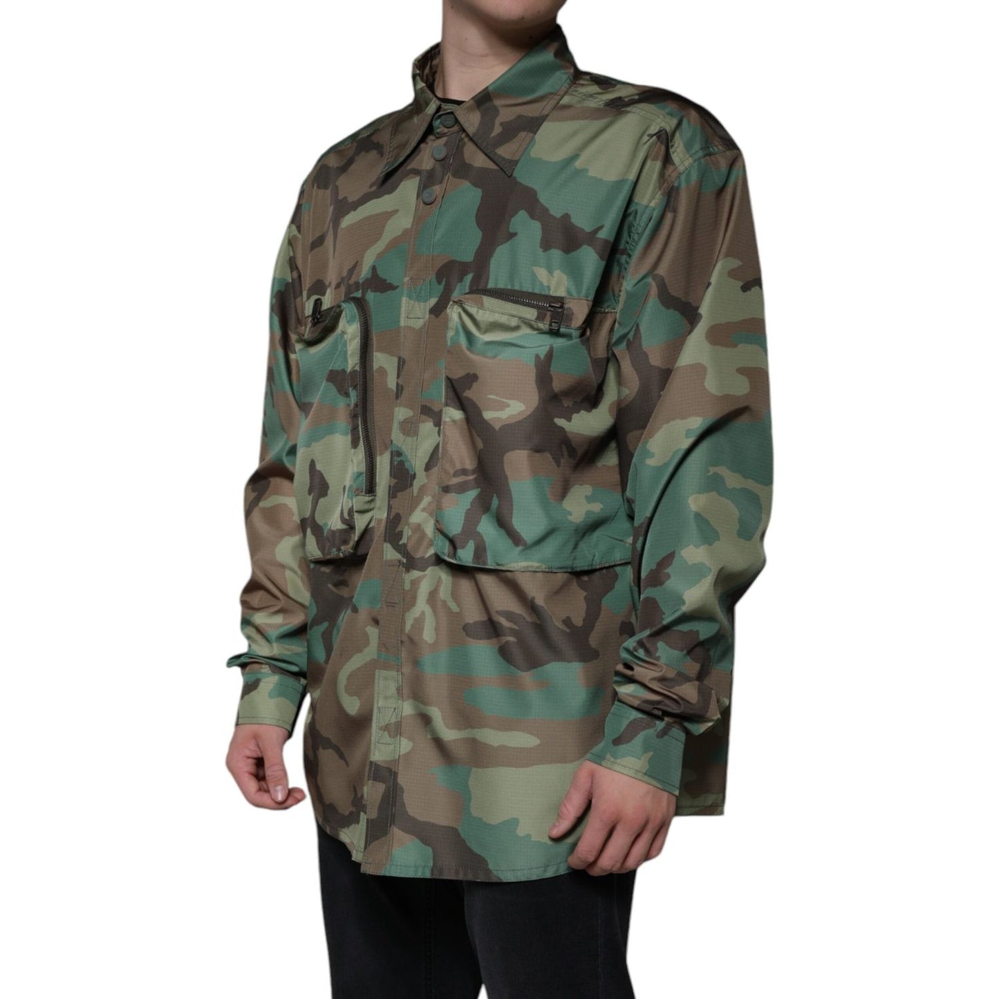 Dolce & Gabbana Multicolor Camouflage Button Down Shirt TSH87100-43