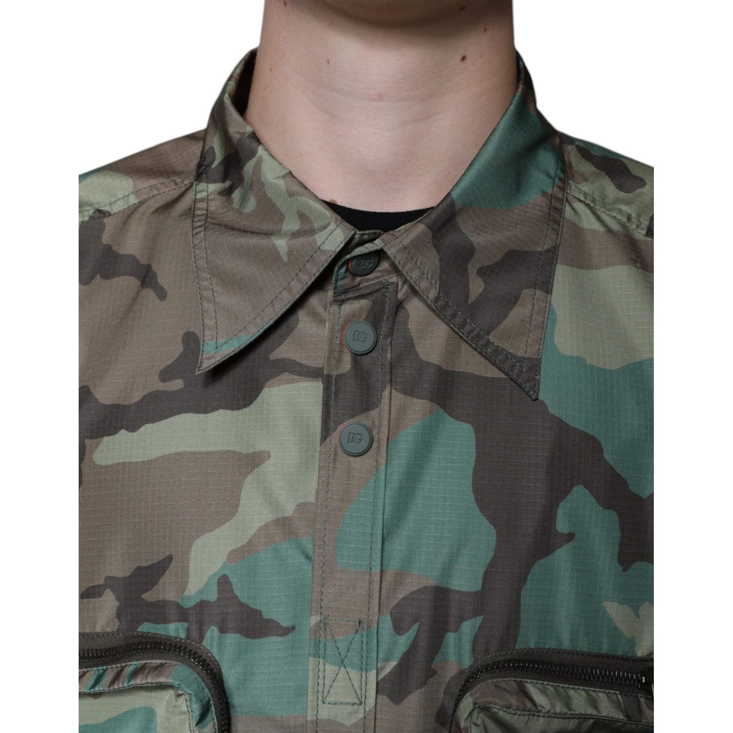 Dolce & Gabbana Multicolor Camouflage Button Down Shirt TSH87100-43