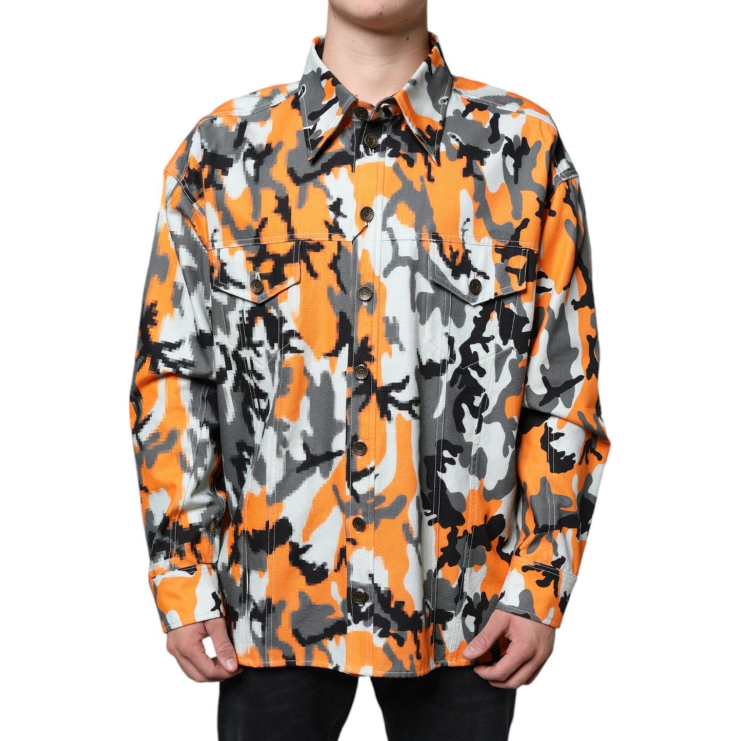 Dolce & Gabbana Multicolor Camouflage Cotton Denim Collared Jacket TSH87096-42