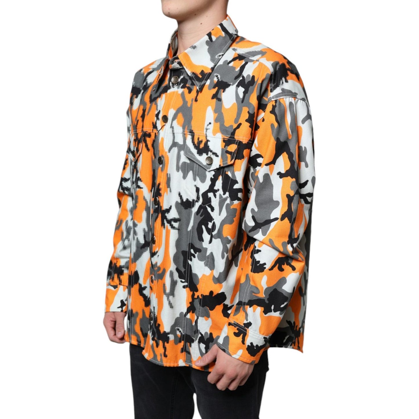 Dolce & Gabbana Multicolor Camouflage Cotton Denim Collared Jacket TSH87096-42