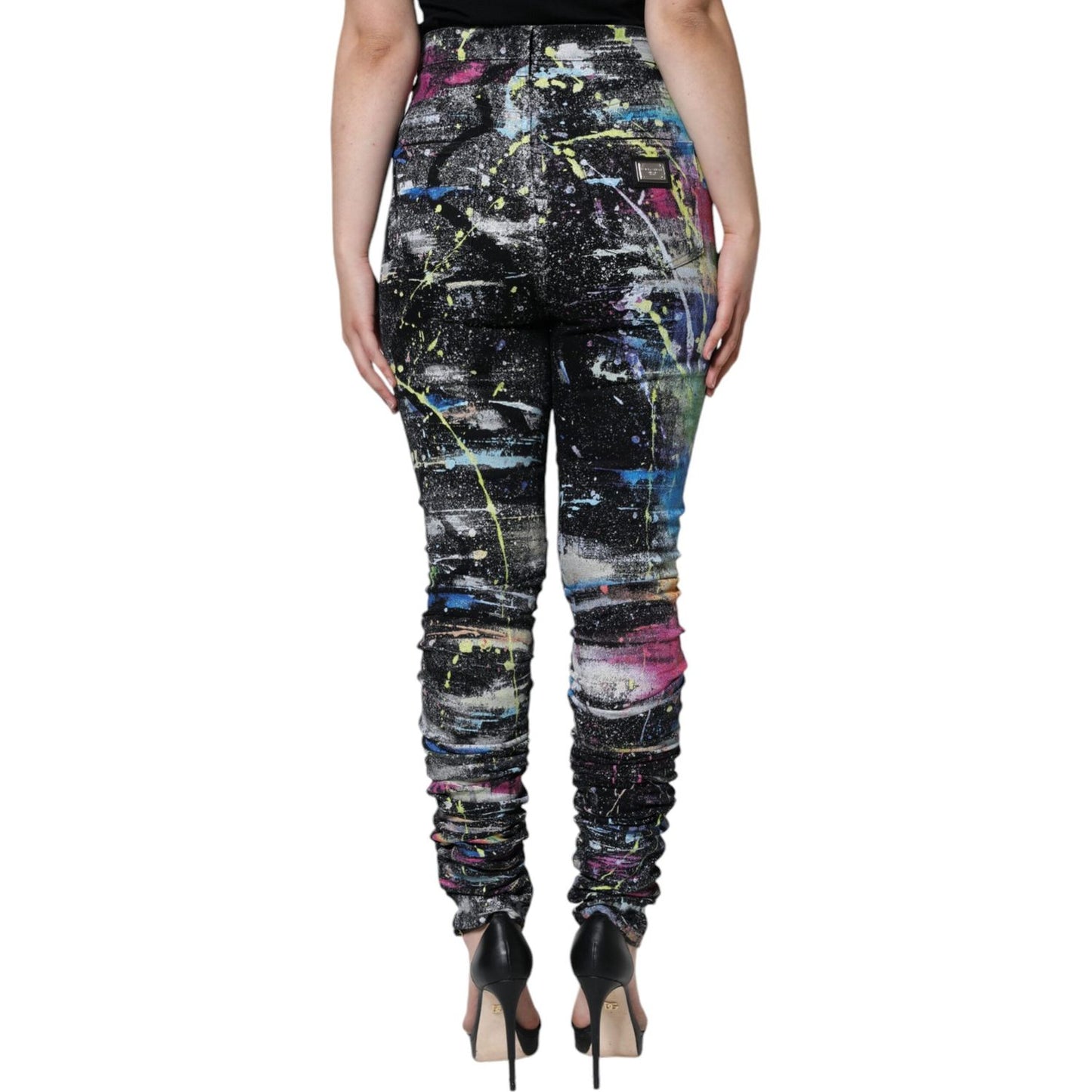 Dolce & Gabbana Multicolor Splatter Paint Cotton Skinny Denim Jeans PAN74182-44