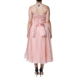 Dolce & Gabbana Pink Silk Strapless Maxi A-line Gown Dress DR281220-42